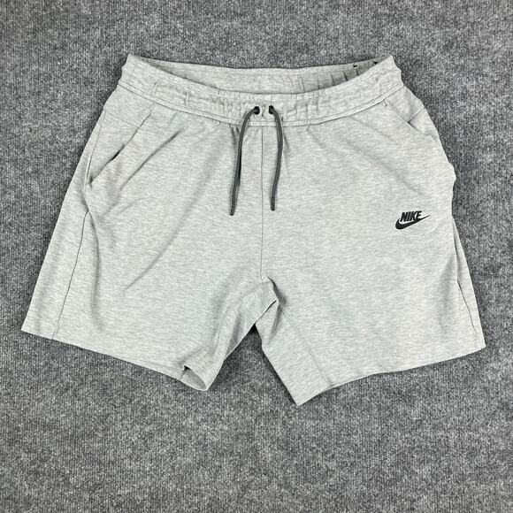 Nike Sweat Shorts Mens Size L Gray Fleece Athletic Drawstring Logo Casual Gym - Picture 1 of 9